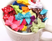 Infant Hairbow, Itty Bitty Bow, Itty Bitty Hair Bow, No Slip - Set of 5