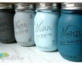 The Ocean - Spring and Summer WEDDING and Home Decor - Painted and Distressed Shabby Chic Mason Jars - Decorations