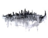 New York abstract ART PRINT 13X19 watercolor painting