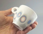 Ceramic Porcelain cup coffee tea espresso - unique handmade serving decorative textured kitchen pottery morning coffee - ecru pink
