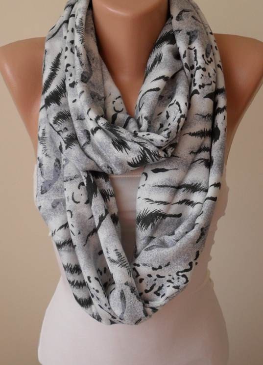 Eternity- Mother's Day Gift Scarf - Gray Infinity Scarf - Soft Cotton Fabric