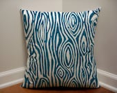 18 x 18 Blue Wood Grain Pillow, Blue Designer Medium Weight Pillow Cover
