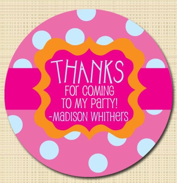 Personalized Sticker, Birthday Favor Tags, Treat Bag Stickers, Party Favors, Cupcake Toppers, Stickers for Birthday