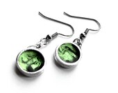 Silver and Green Earrings, Green Dangle Earrings, Green Jewelry, Apple Green Earrings, Handmade Earrings