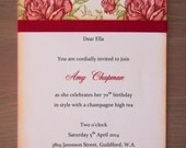 Vintage Red Rose Party Invitation (Customizable) - SAMPLE ONLY