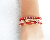 Evil eye bracelet red gold ethnic ottoman arabic islamic turkish bracelet jewelry best friend birthday women mother jewelry istanbul