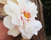 Flower Fascinator Beige Tropical flower hair clip womans girls teens fun cute beach prom hair accessories Hawaiian
