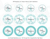 DIY Printable Paris Design Circles Aqua INSTANT DOWNLOAD Il_170x135