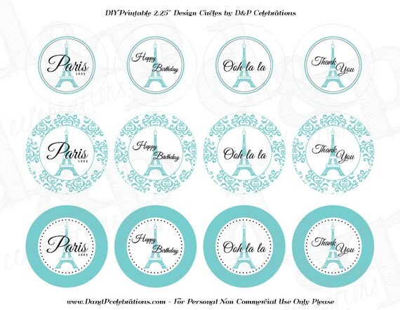 DIY Printable Paris Design Circles Aqua INSTANT DOWNLOAD Il_570xn
