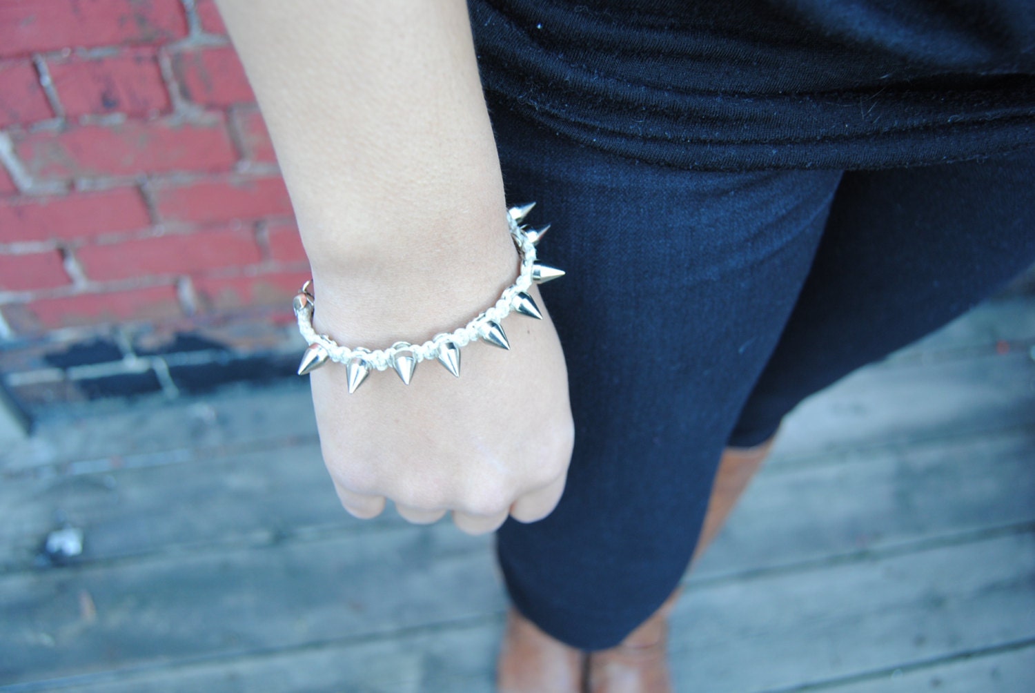 beige spiked bracelet