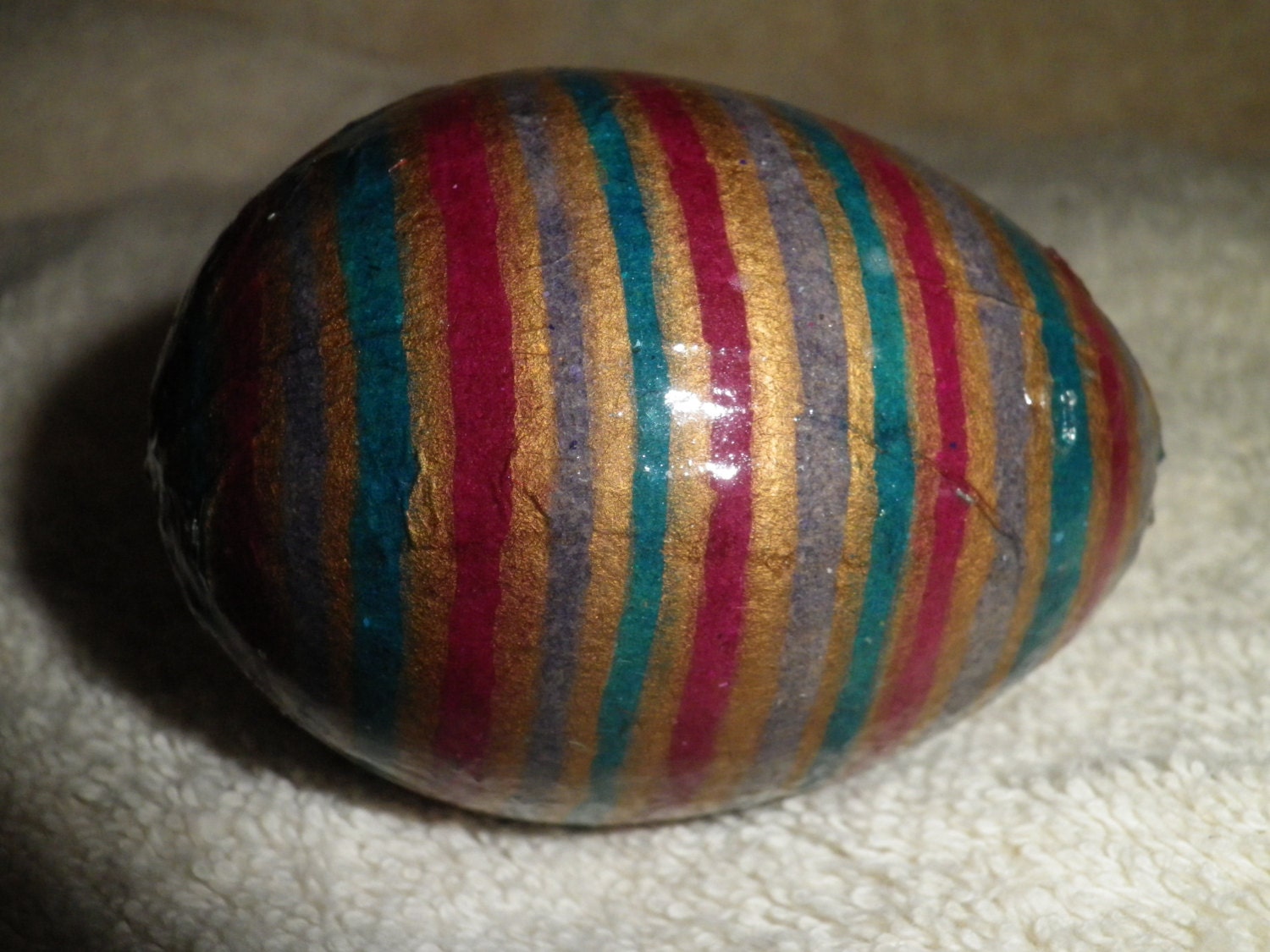 One of a Kind Hand Made Striped Easter Egg
