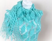 Crocheted Mint  Lacy Shawl