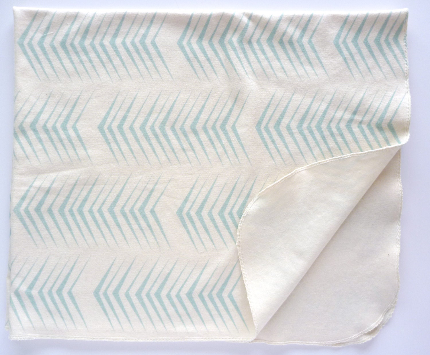 ORGANIC Baby Blanket Mint Chevron Arrows Jersey Swaddle Large