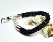 Bead Crochet Bracelet. Black Bracelet. Beaded Bracelet. Rope Bracelet. Toho Seed Beads Bracelet.