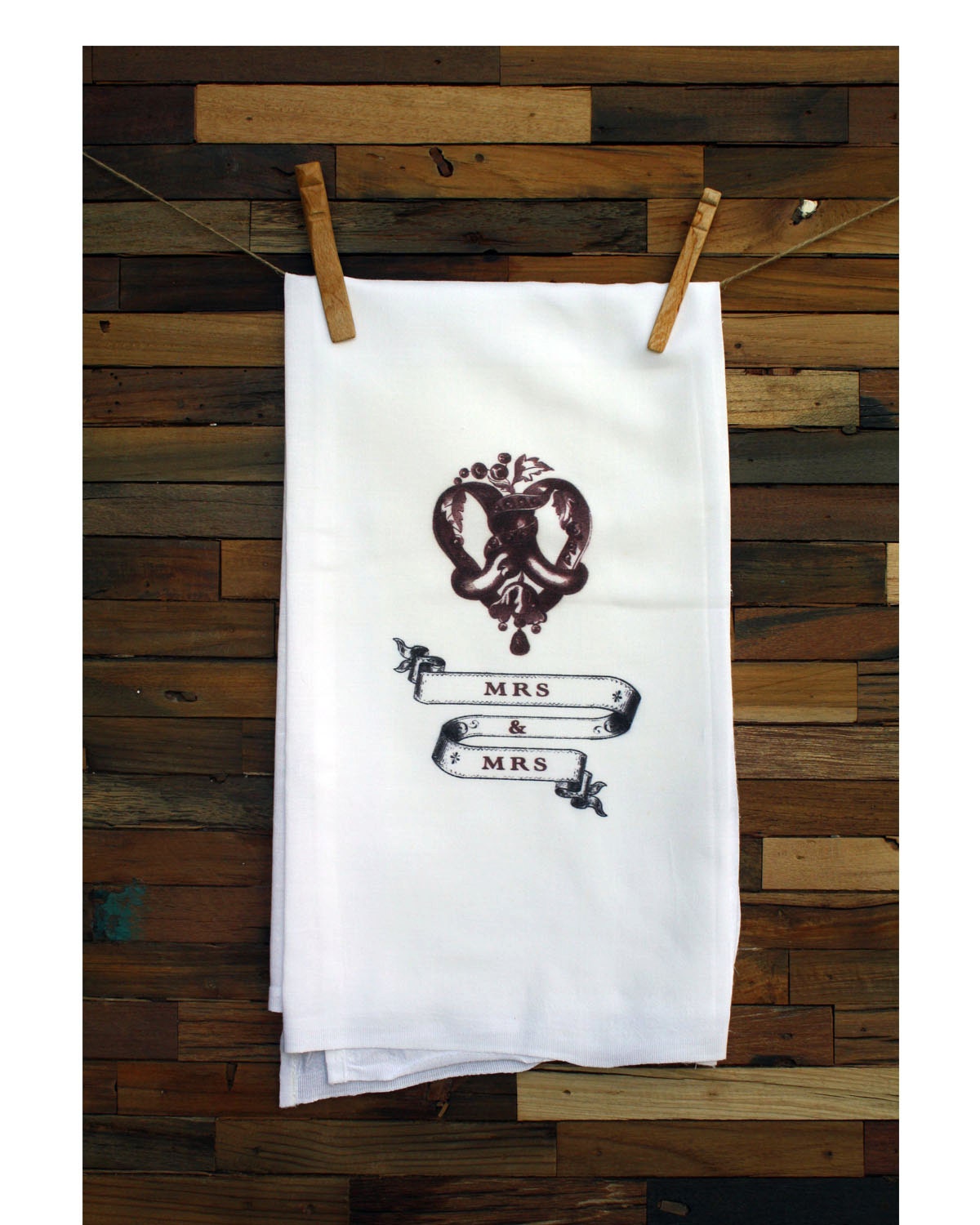 100% Egyptian Cotton Flour Sack Chef's Kitchen Dish Towel Mrs & Mrs Lovely Same Sex  Wedding Gift