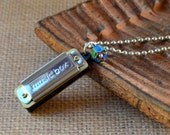 Harmonica Mini Pendant Music Box Silver Ball Chain Chevron Bead Accent Fun Fashion Jewelry Whimsical Jewellery Teen Gift Free Shipping
