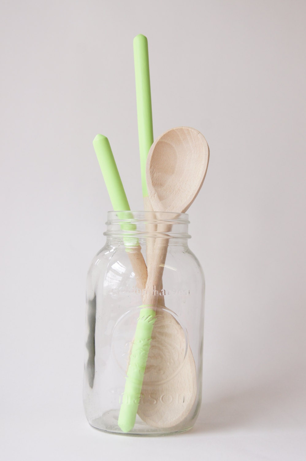 Wooden Spoons Set of 3: Bright Apple Green