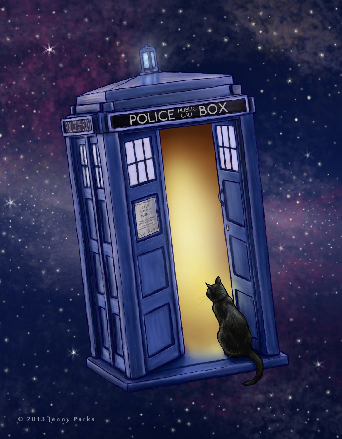 Tardis Cat 8.5x11 Print