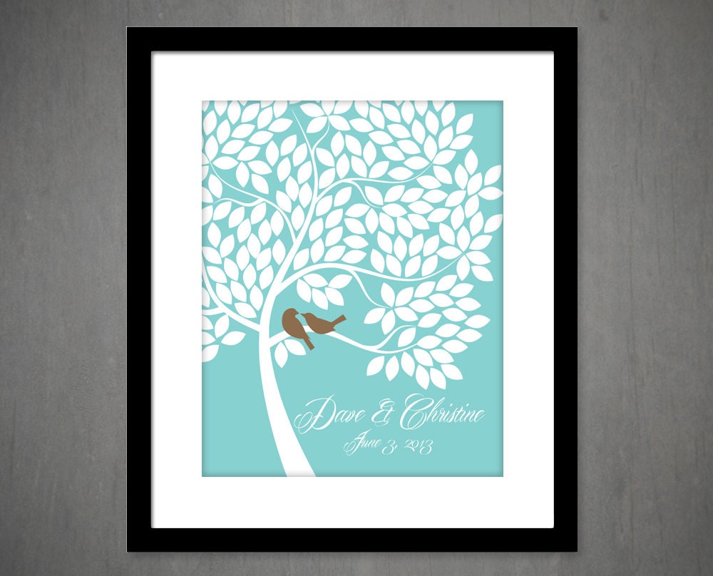 Something blue Wedding Tree art print -  8x10 Print - Personalized Wedding Gift, Anniversary Gift, Housewarming Print - Established print