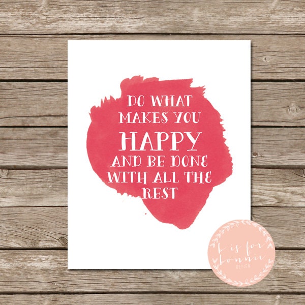 Coral Modern Inspirational Art - Do What Makes You Happy Printable