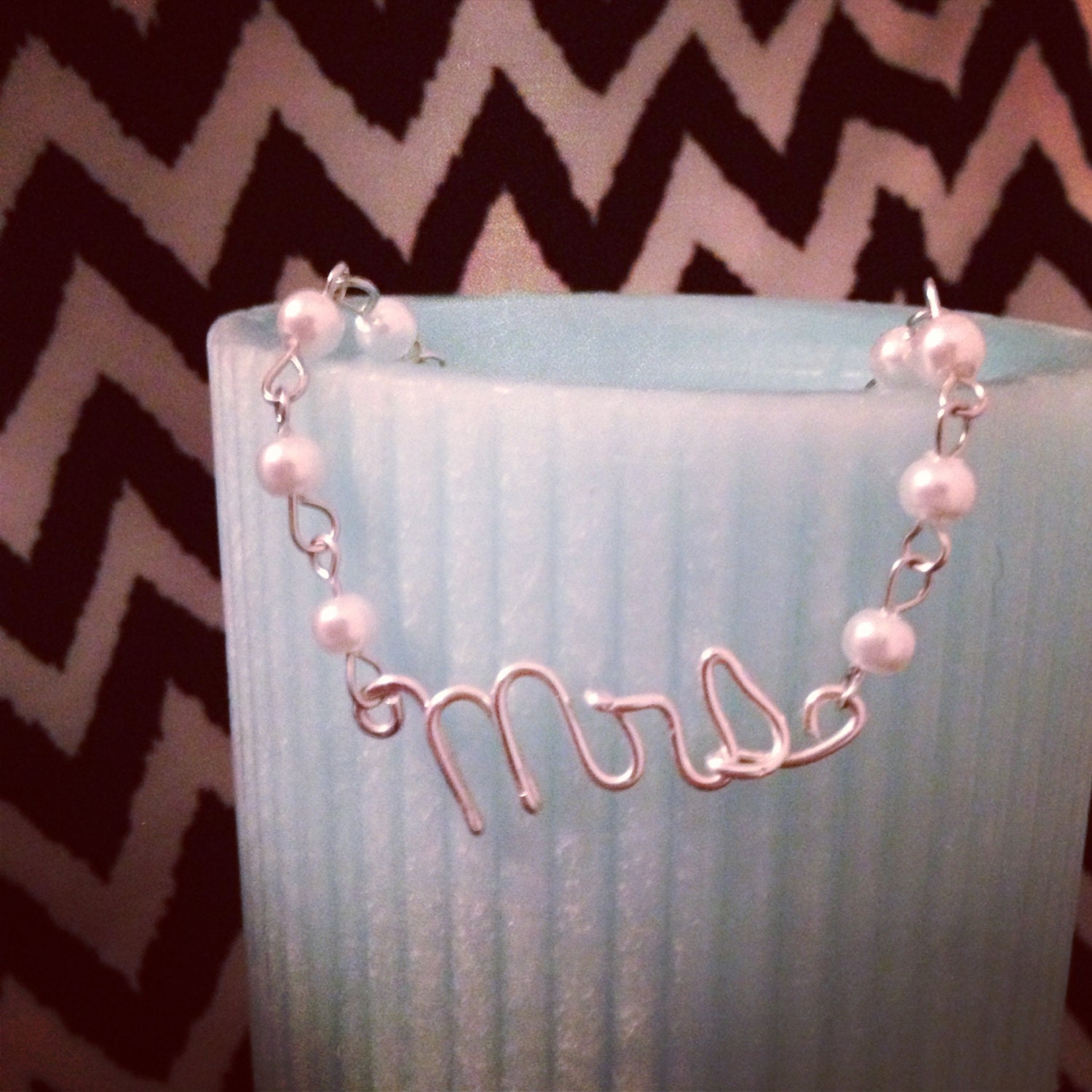 Newlywed "Mrs" bracelet. Bridal gift 