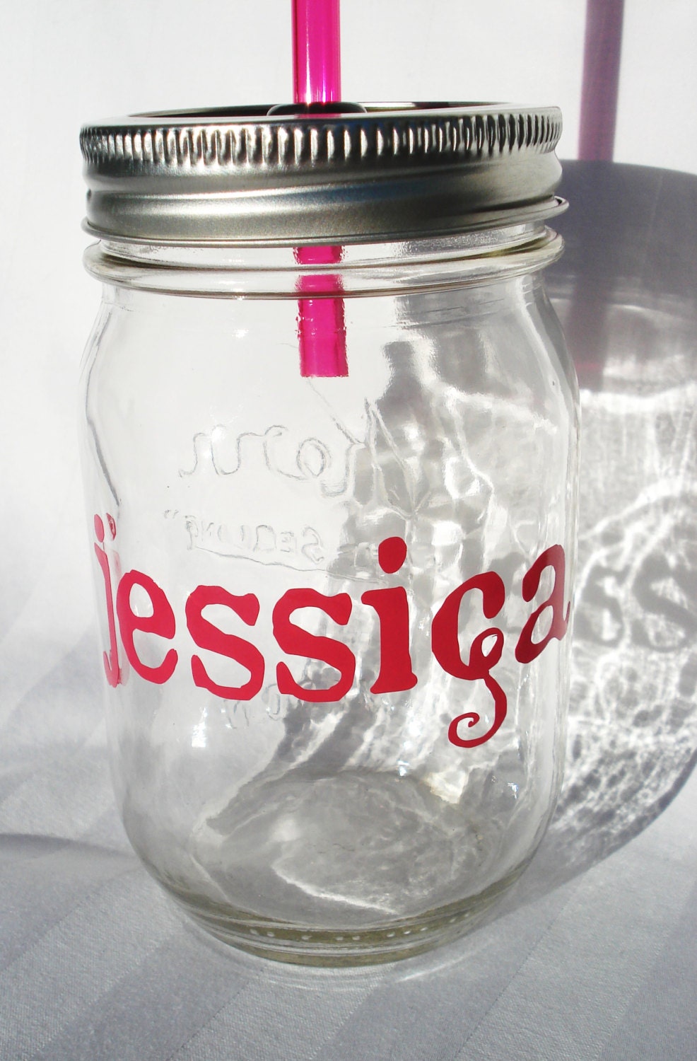 PERSONALIZED Mason Jar Drink CUSTOMIZED Mason Jar Drink Mason Jar Pint Mason Tumbler with Straw BPA Free you pick color) 16 oz Medium (One)