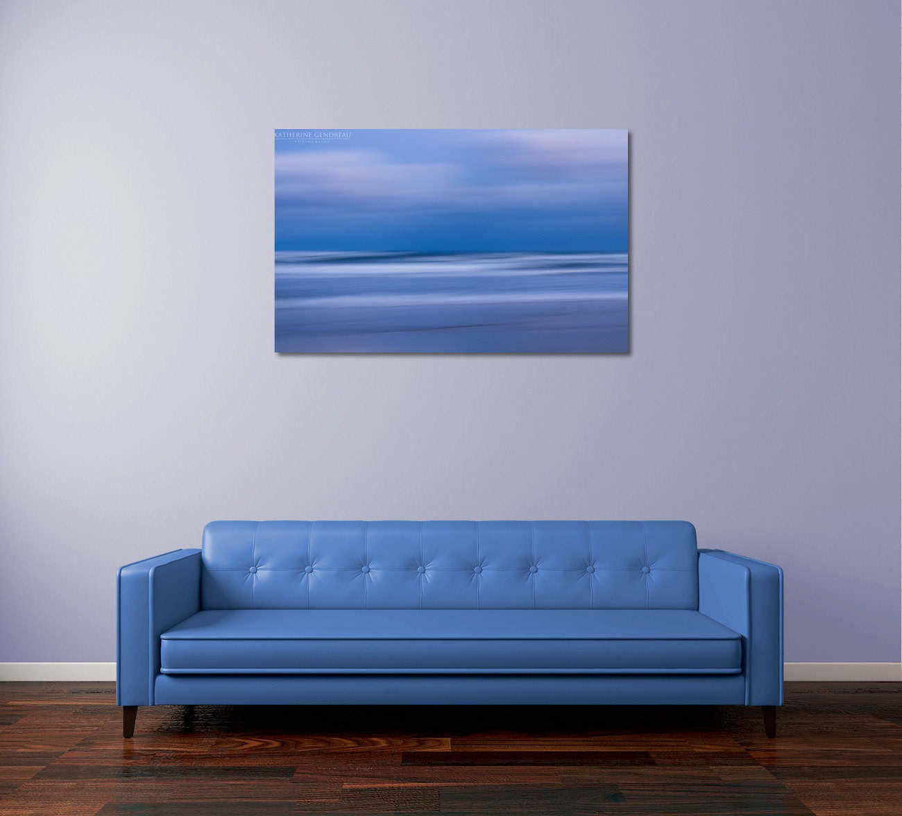 Canvas Print Gallery Wrap Abstract Photo Ocean Waves Beach Art Blue Dusk Purple Evening Turquoise White Soft Relaxing Wall Art Home Decor