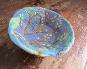 Felt Bowl, Wool Fiber Art Bowl, Needle Felted Pussy Willow, Decorative Bowl, Fiber Art Object, Soft Sculpture