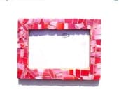 ON SALE 15% off wedding gift pink red lilla original photo frame mosaic spectrum glass 5,31" x 7,28" inches - mother's day - LaTenagliaImpazzita