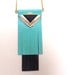Kephren Necklace, graphic necklace, fringed leather, mint and black, gold triangle