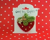 Girls Hair Clip: Red and Gold Strawberry