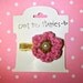 Girls/ Baby Hair Clip - Crochet Pink Flower with Glitter Ribbon and Pearl