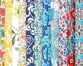 Liberty Charm Square Pack Red Aqua Yellow Blue 16 pieces 5 inch Tana Lawn Fabric Charm Squares