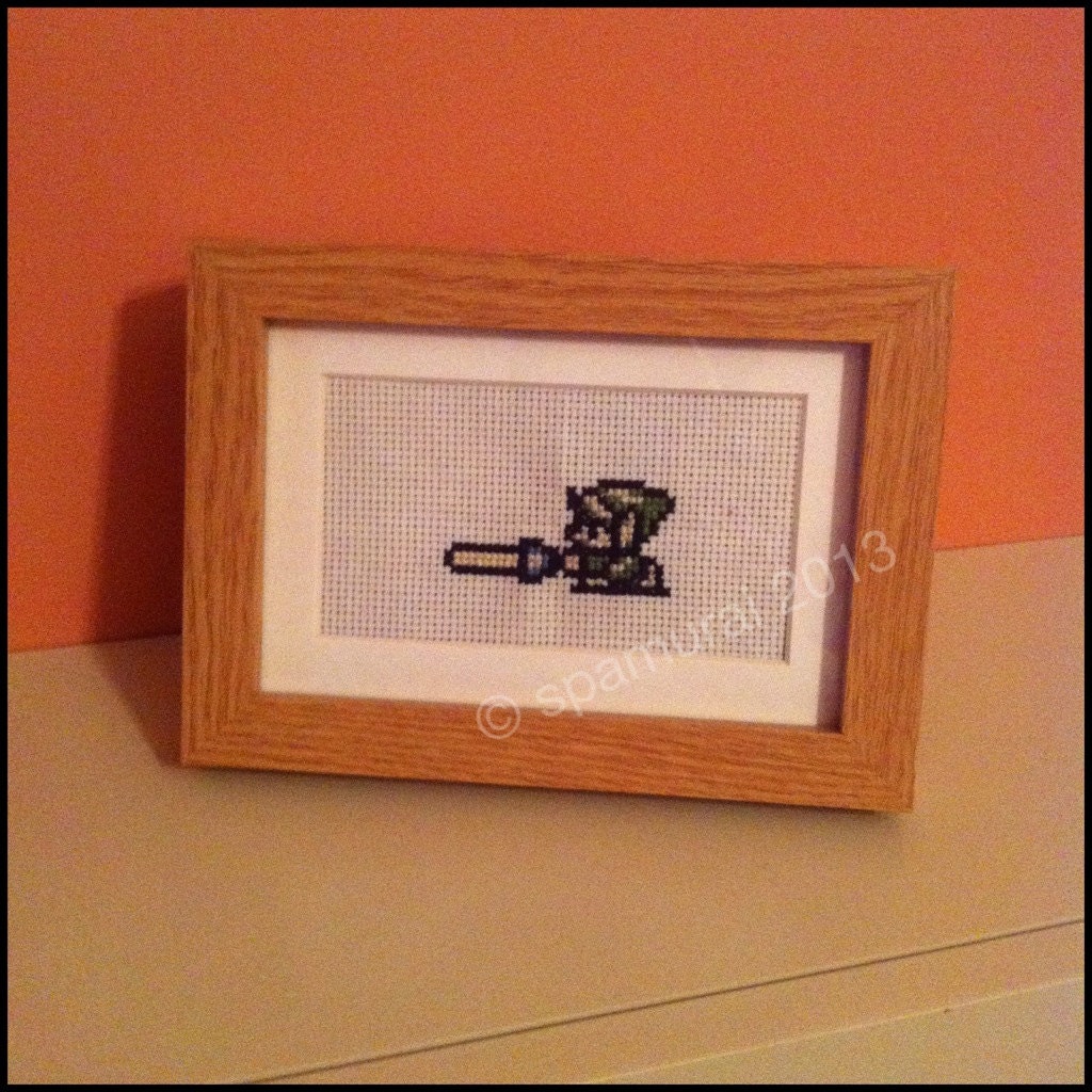 Legend of Zelda: Link with Master Sword - Handmade Cross-Stitch