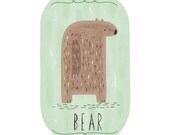 Bear - Kids wall art print - 6x4 illustration - Available in pink, peach, cream, green, teal, blue & purple