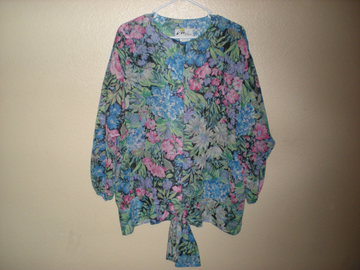 90s tropical sheer shirt