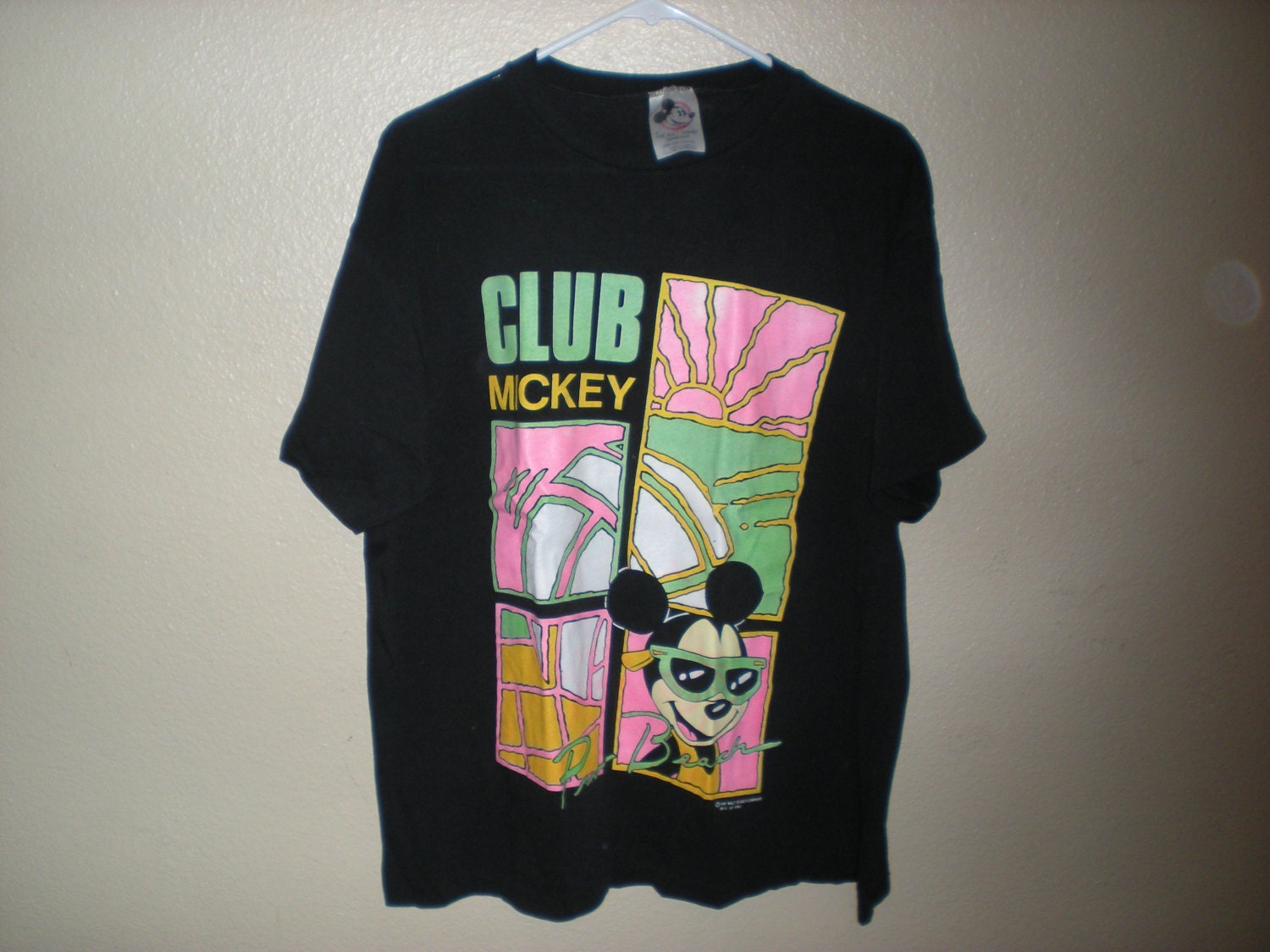 90s neon mickey mouse beach shirt
