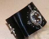 ON SALE Upcycled Recycled Retro Vintage Vinyl Record Classic Black Gothic Eco Friendly Cuff Bracelet