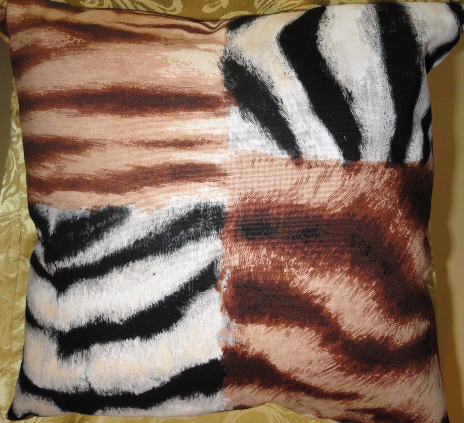Safari Animal Pillow covers18"x18".Brown, black, white Designer Pillow - Decorative Pillow - Throw Pillow