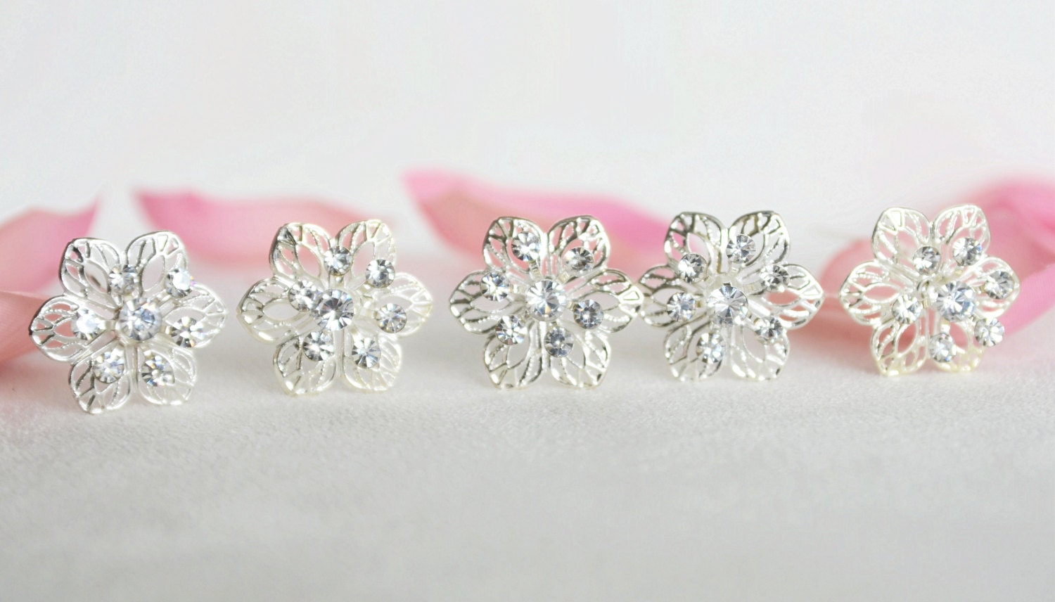 swarovski clear crystal hair pin wedding bridal hair pin bridesmaids hair pin 5 pieces silver plated hair pin