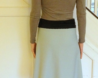 Romantic Mint Gaberdine and Lace Wrap Skirt