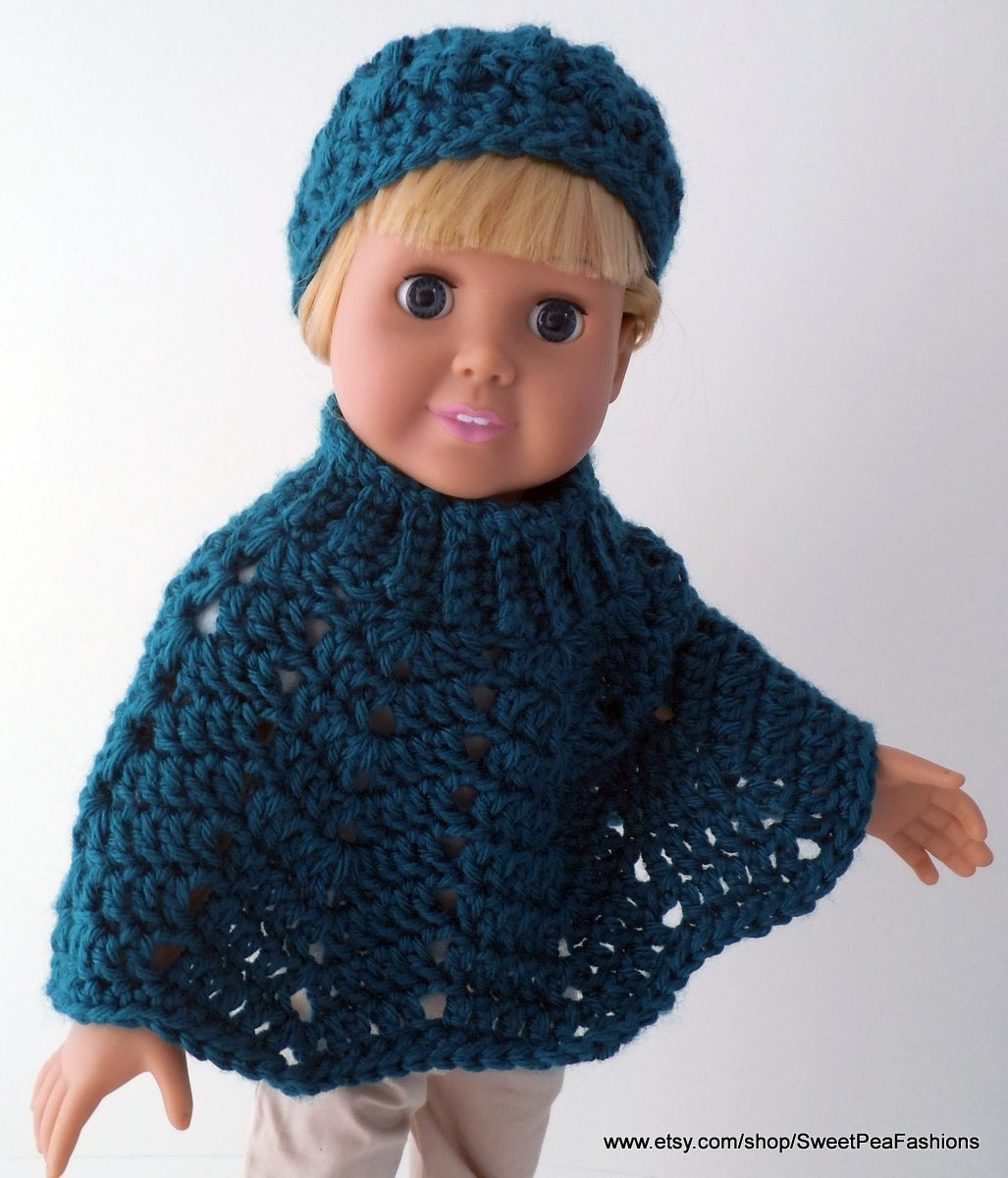 American Girl Crocheted Poncho and Hat Set