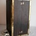 Vintage Doll Trunk Wardrobe Victorian wooden black metal trim antique shabby chic