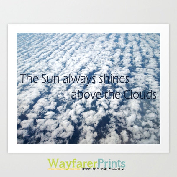 Cloud Typography Print - Airplane Sky View Photography  Landscape Nature Clouds Inspirational Quotes Persevere 5x5 5x7 8x10 10x10 11x14