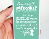 Plastic iPhone Case - Pride and Prejudice Quote - Green - Mint - Teal - iPhone 4/4s - iPhone 5
