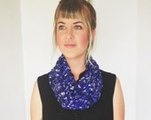 Black and Royal Scribble Print Sheer Infinity Scarf