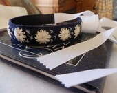 Headband Embroidered Felt with Flowers Antique White and Pearl Gray Custom Order