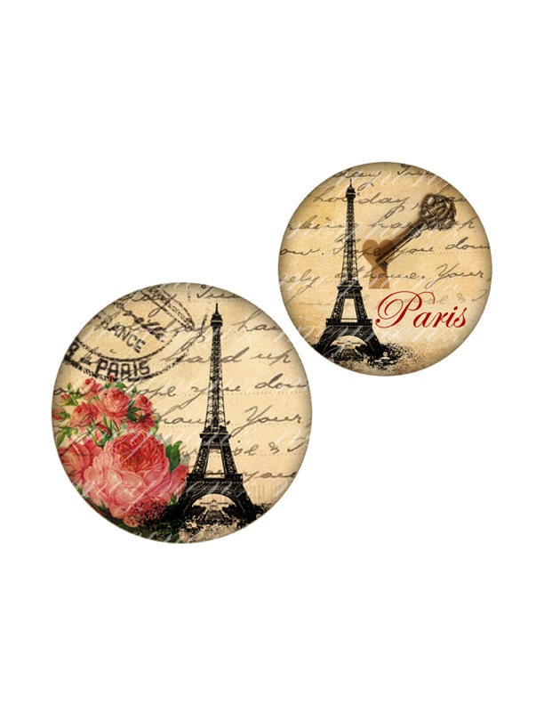INSTANT DOWNLOAD-Love in Paris - Printable 18 mm round for earrings, cufflinks, ring, magnet, pendant - Jpg File no. A347 - meynenz