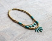 Gold rope and turquoise necklace " Sophia"