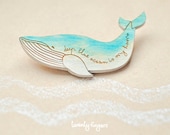 Wooden brooch Lonely Whale - laser cut wood